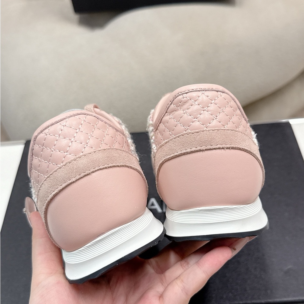 Chanel Classic Pink Tweed & Suede Casual Sneakers - Picture 5 of 7